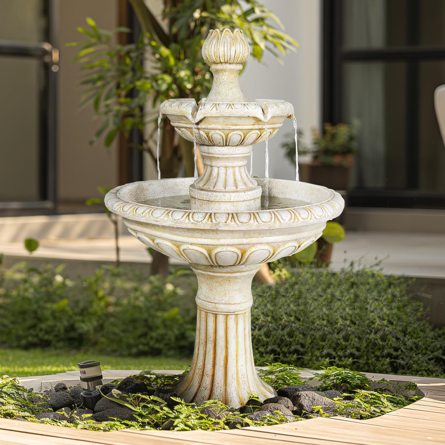 Concrete Modern Outdoor Fountains BUY 15" Modern Millstone Fountain