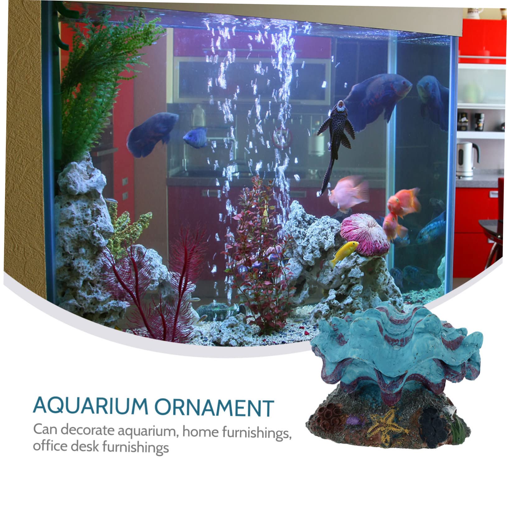 2stücke Aquarium Luftstein Dekoration Blauer Luftblasen-Shell Ornament Für Fischbecken Mit Sauerstoffpumpe Und Farbecht Für Ansprechende Aquarienlandschaft