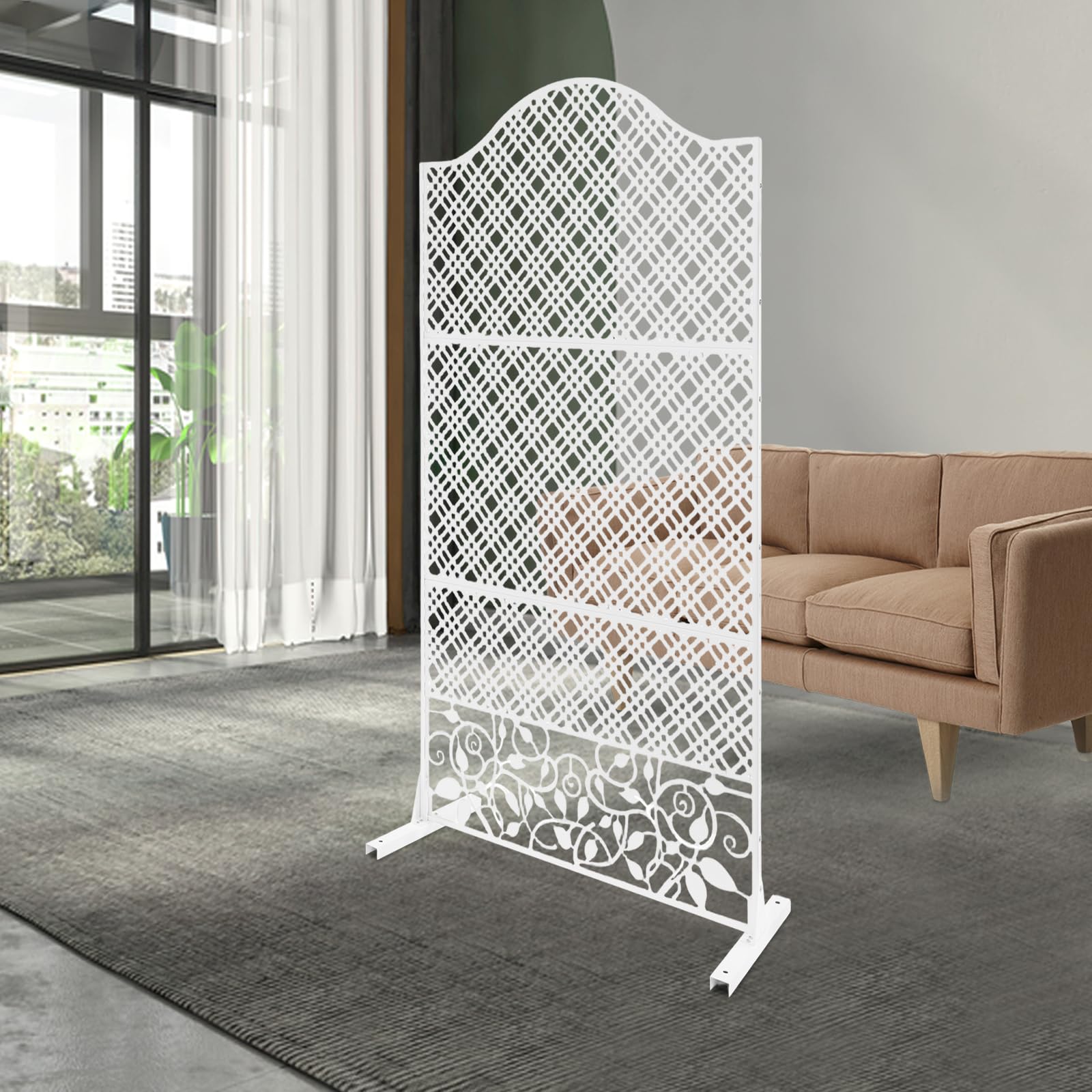 Brise-vue extérieur en acier - Panneau décoratif avec motif creux - Pour jardin, balcon, patio et piscine - 100 x 50 x 185 cm - Blanc