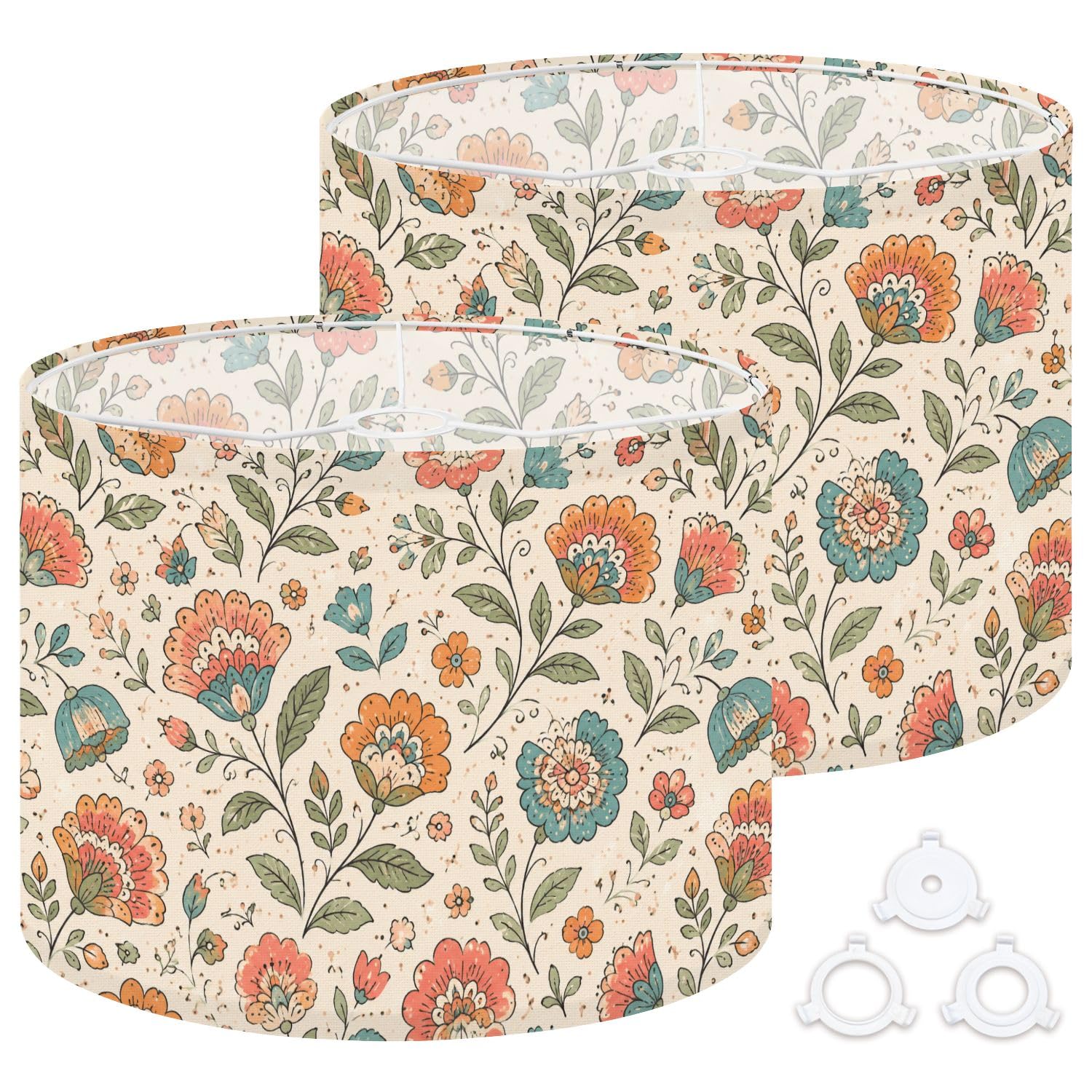 Deruinvaio Multi3 2Pcs 13In Lampshade Lamp Shade Floral Botanical Colorful Wildflowers For Ceiling Light, Table Lamp Floor Lamp Easy Assembly Replacement Light Shade