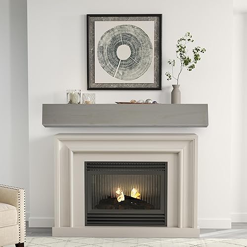 Miniatura 5 de Mederlo Mantel de chimenea de madera rústica de 60 pulgadas  Estante flotante y montado en la pared para decoración del hogar