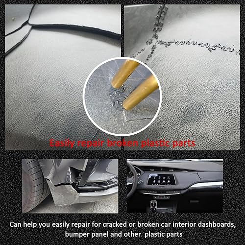 Miniatura 6 de Kit de soldador de plástico para automóvil, kit de soldadura de plástico portátil que incluye 4 tipos800 grapas para reparar piezas de plástico