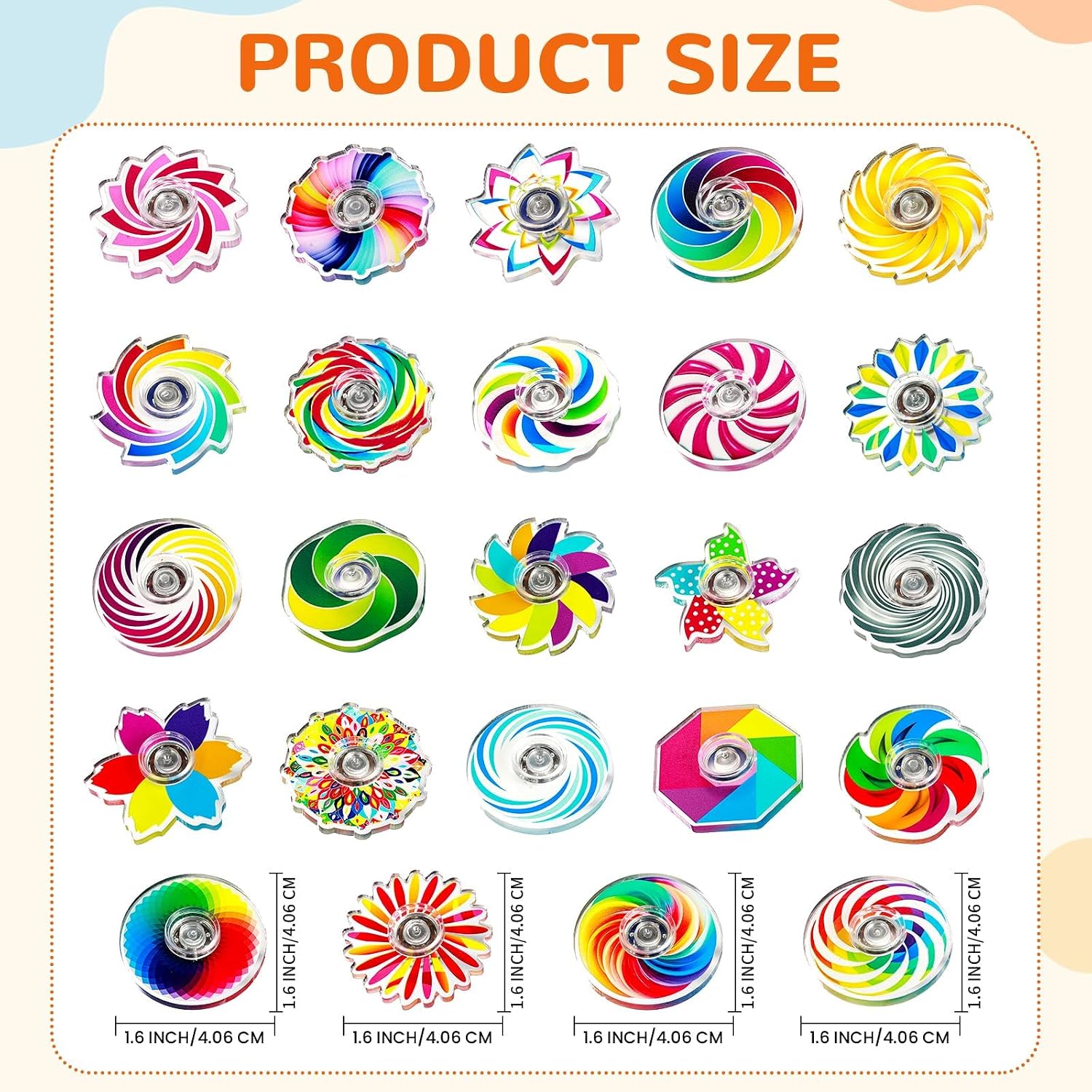 24 Pcs Rainbow Fidget Spinner Toys Bulk Party Favors Kids Classroom Prizes image 4