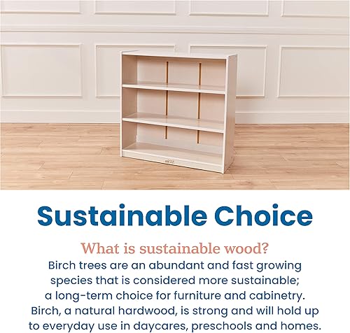 Miniatura 7 de ECR4Kids Estantería clásica, 36 pulgadas, estantes ajustables, color blanco lavado