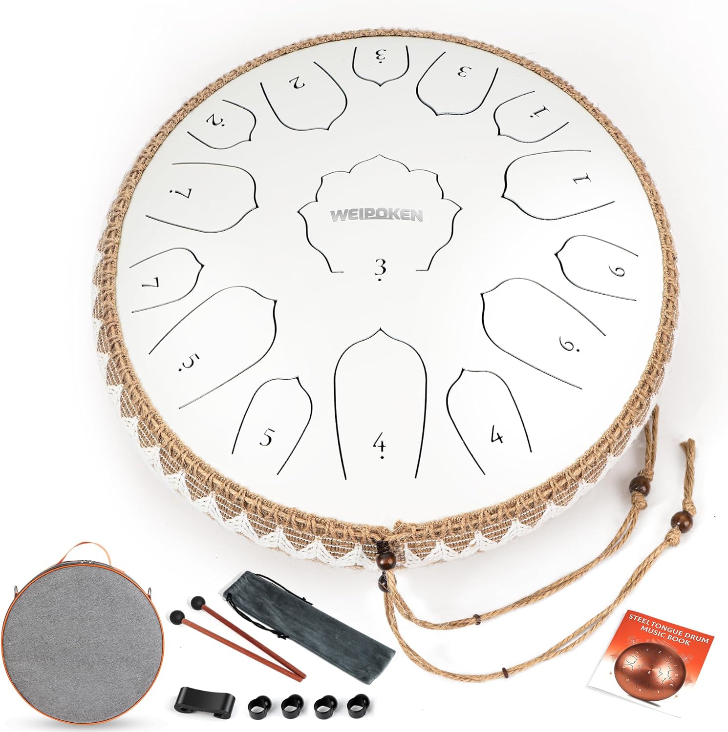 Steel Tongue Drum, 14 Inch 15 Note, Percussion Instrument for Meditation and Music (Glossy Blue)