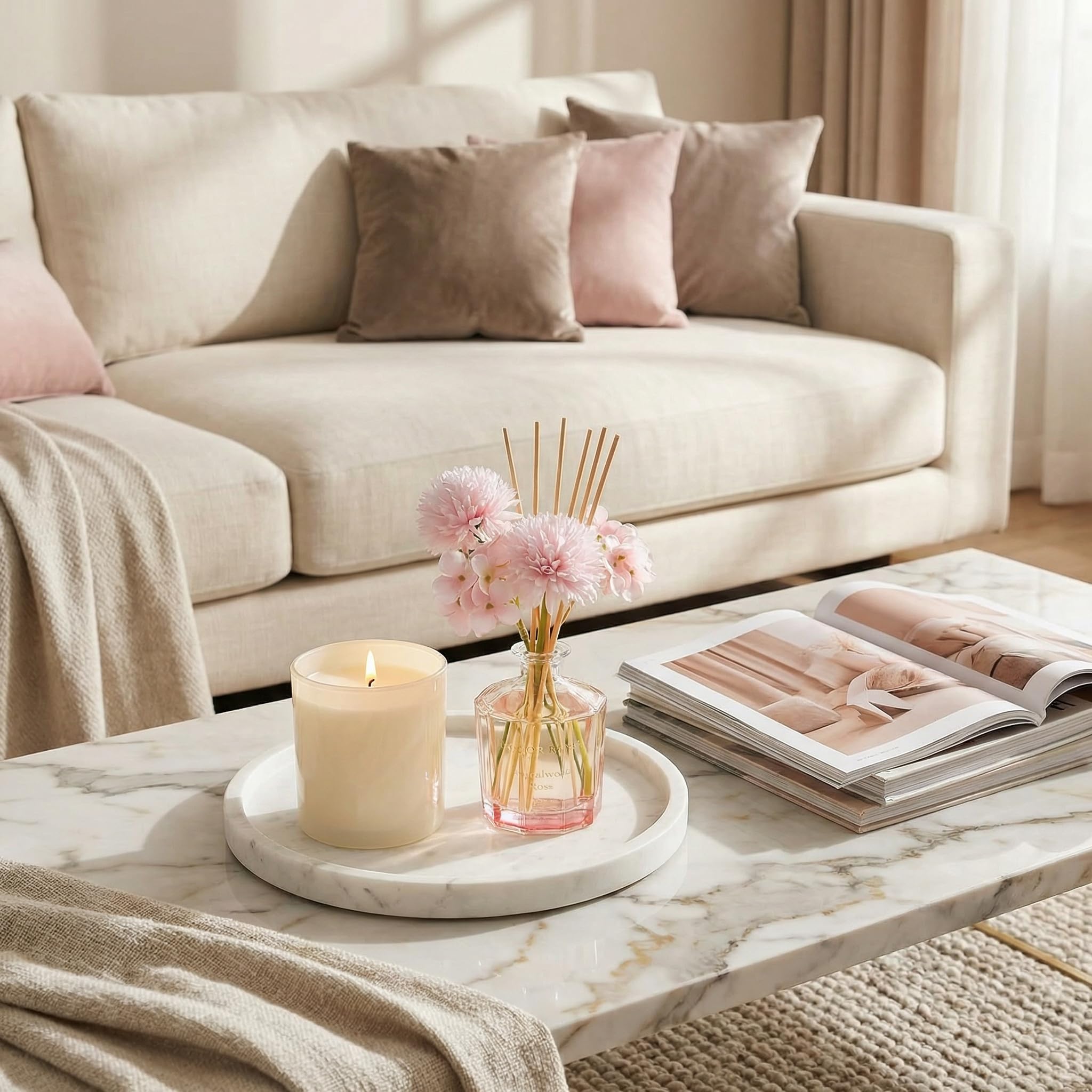 COCORRÍNA Schilfrohr-Diffusor – Sandelholz-Rose, 22 ml, Blumen-Diffusor-Set mit 8 Stäbchen, Raumduft, Schilfrohr-Diffusor für Zuhause, Schlafzimmer, Büro, Badezimmer, Regal-Dekor (Master-Kollektion)