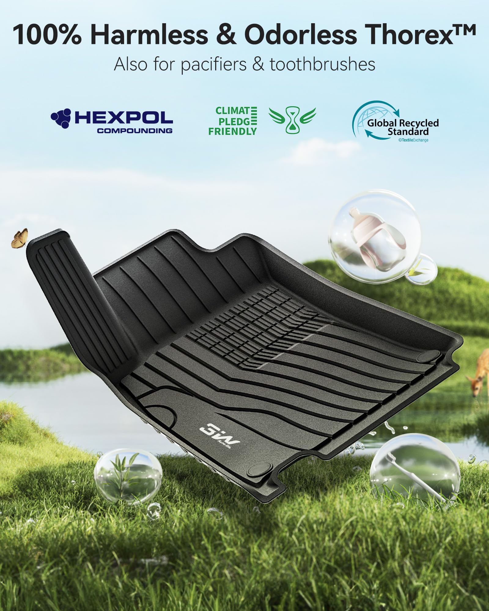 3W Floor Mats for Mercedes Benz CLA 250 2020-2026 GLA 250 2021-2026 TPE All Weather Custom Fit Floor — view 7