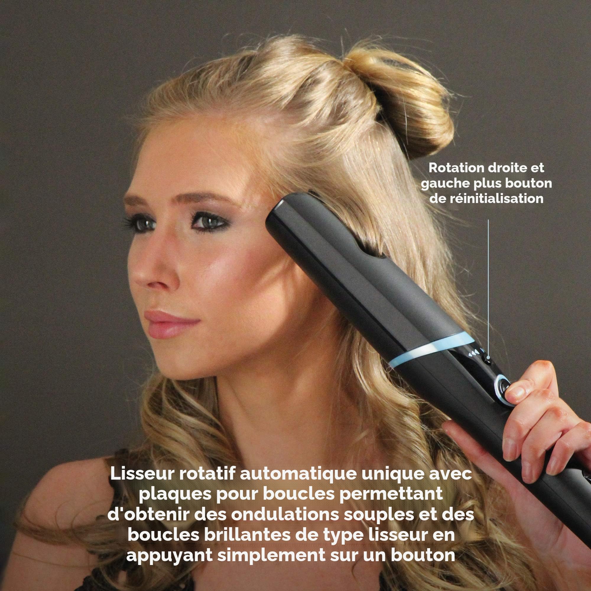 Revamp PROGLOSS™ Auto Wave And Curl | Fer A Boucler Rotatif Automatique Avec Témoin Sonore Pour Boucler Ou Onduler Les Cheveux. Plaques En Céramique Infusées D’huiles Douces