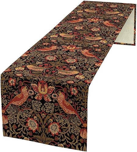 Miniatura 22 de Camino de Mesa Floral Retro de los Años 70, Bohemio Flores Abstractas Amarillas y Naranjas Groovy Camino de Mesa para Granja de Campo Cocina Comedor