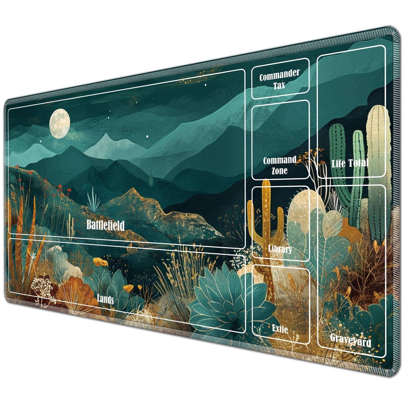 JANENFNA TCG Playmat with Card Zones 24 x 14 inches Mousepad Compatible for MTG Trading Card Game Play Mats Smooth Rubber Surface Magic The Gathering Play Mat, Mountains Desert โ image 1