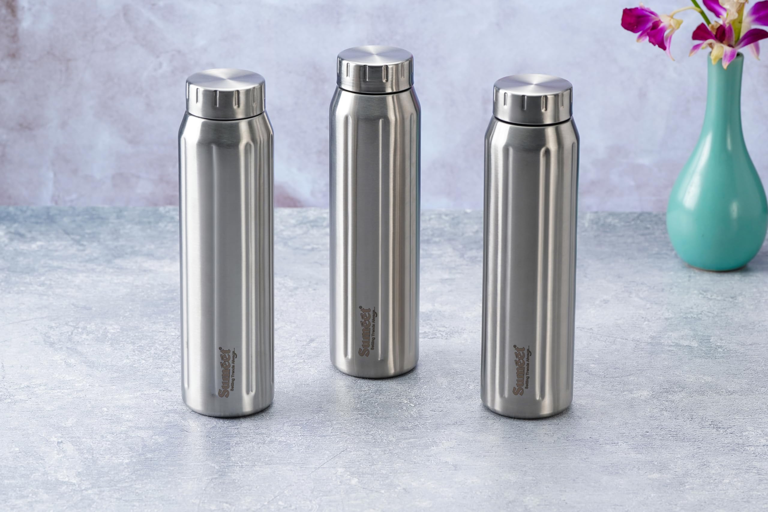 Sumeet Spark-Aqua Stainless Steel Leak Proof Water Bottle Office/School/College/Gym/Picnic/Home/Fridge - 900ml |Pack of 3| Silver (B0CWKTBHP9) Amazon Price History, Amazon Price Tracker