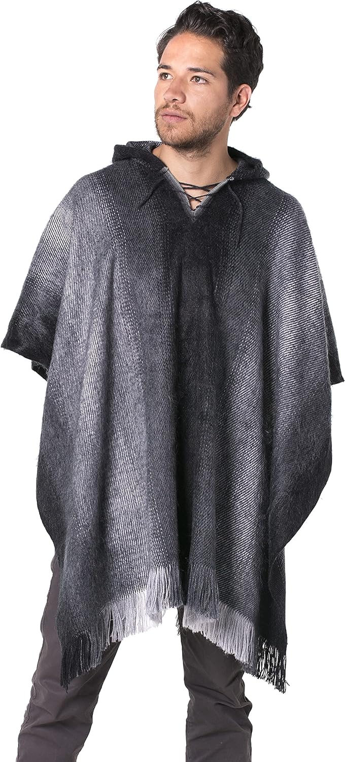 Gamboa Genuine Alpaca Hooded Poncho + Warm Alpaca Socks