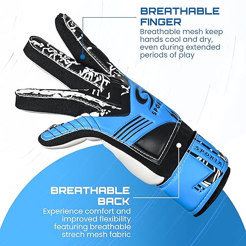 Miniatura 3 de SPORIA Guantes de portero para jóvenes con doble protección para la muñeca, guantes de fútbol para niños, material de látex antideslizante, guantes