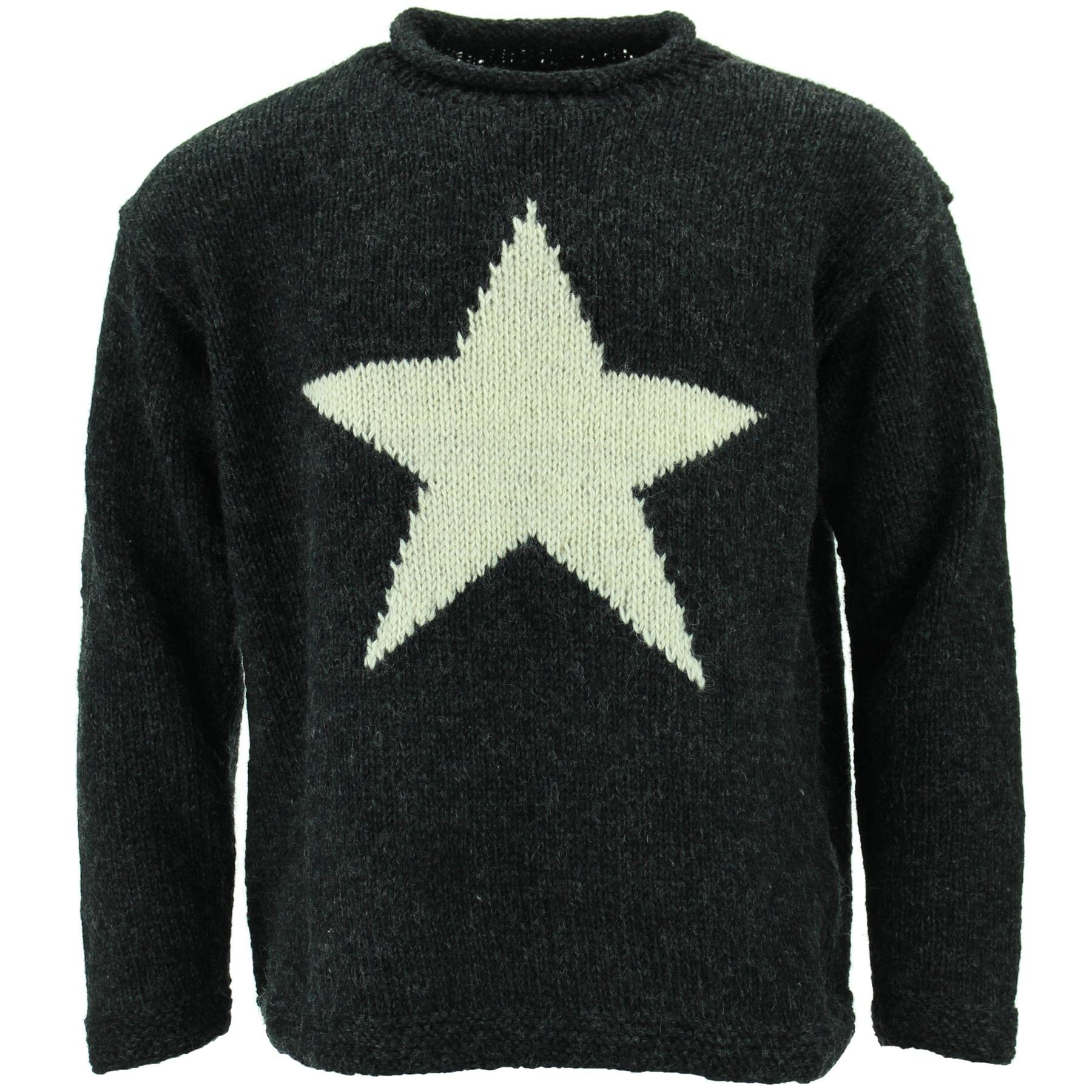 Loudelephant Women's Charcoal & Light Grey Chunky Wool Knit Star Jumper - (3X-Large)