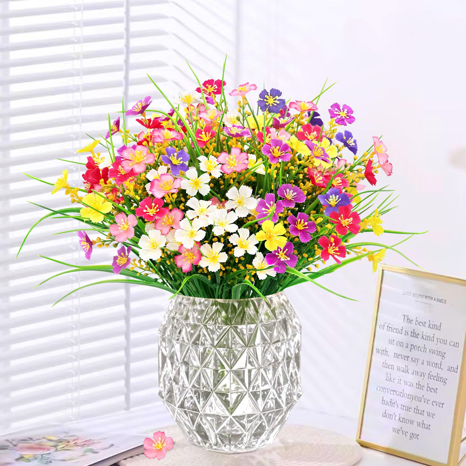 Yueshop Künstliche Blumen, UV-beständige künstliche Pflanzen, für den Außenbereich, realistische Gänseblümchen, Kunstkunststoff, Gänseblümchen, für den Innenbereich, Zuhause, Hochzeit, Veranda