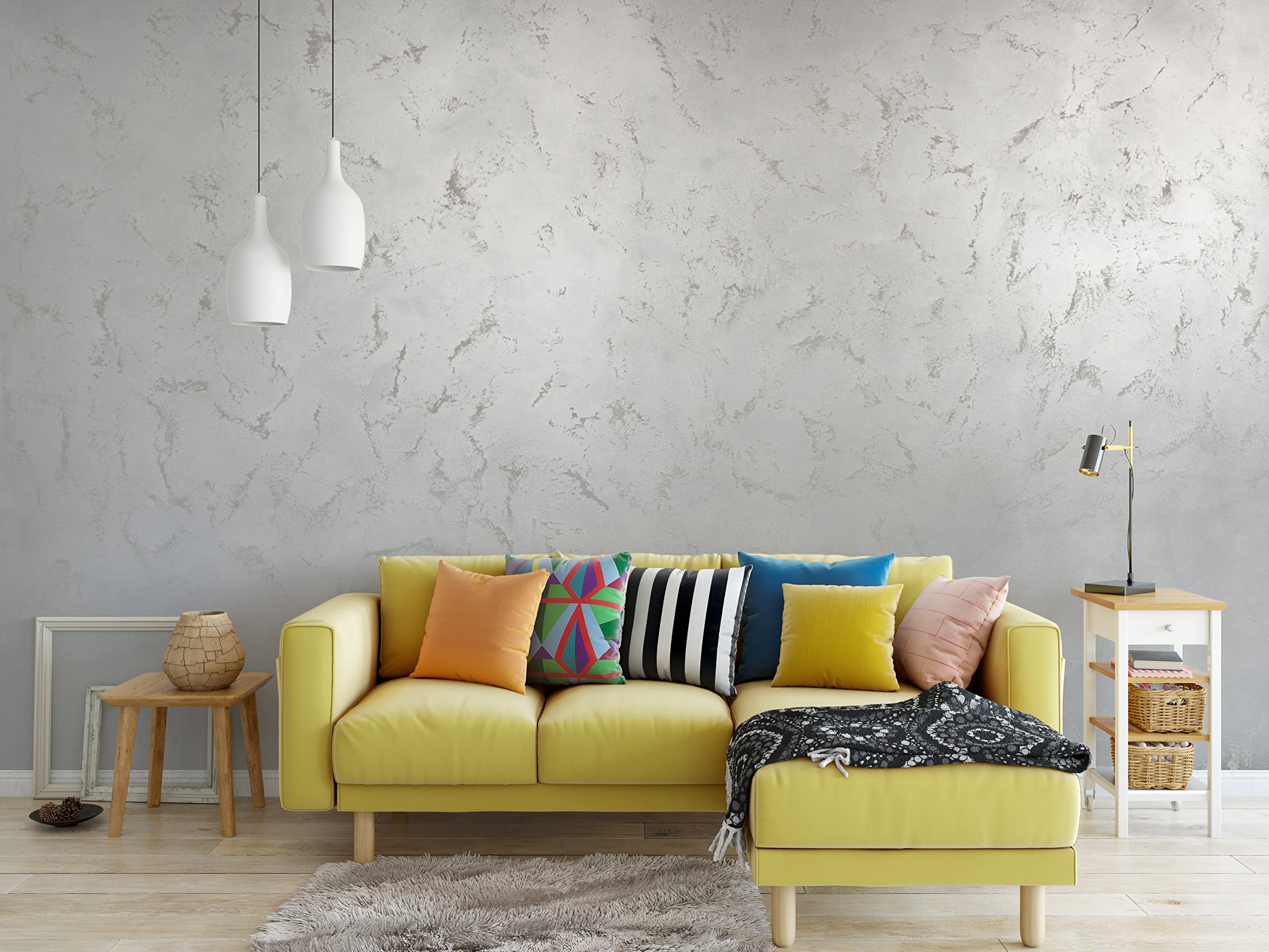 Primacol Pintura Texturizada de Arena Plateada para Paredes Decorativas de Interiores Decorativa