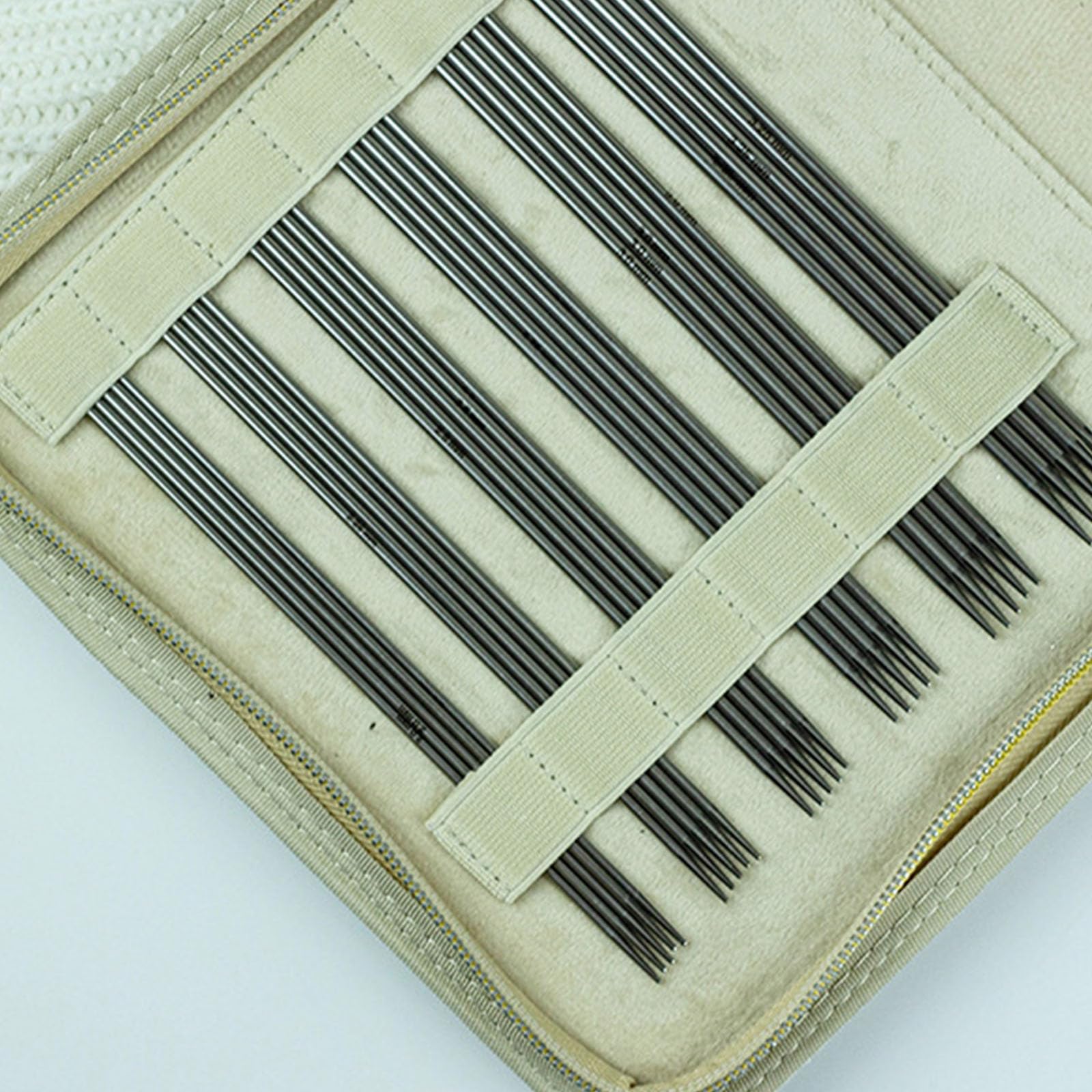 11 pares de agujas de tejer de acero inoxidable de doble punta con estuche de almacenamiento de 2 mm a 6 mm para tejer suéter, bufanda, sombrero, sondas de tejer