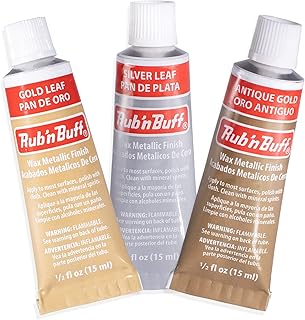AMACO Rub n Buff Wax Metallic Finish 3 Color Kit - Antique Gold Silver Leaf and Gold Leaf 15ml Tubes - Versatile Gilding Wax for Finishing Furniture Antiquing and Restoration - 3 Rub and Buff Colors