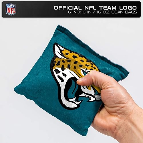 Miniatura 3 de Wild Sports - Bolsas de puf de doble cara de NFL Pro Football Jacksonville Jaguars, paquete de 4 bolsas de lanzamiento prémium para juegos de