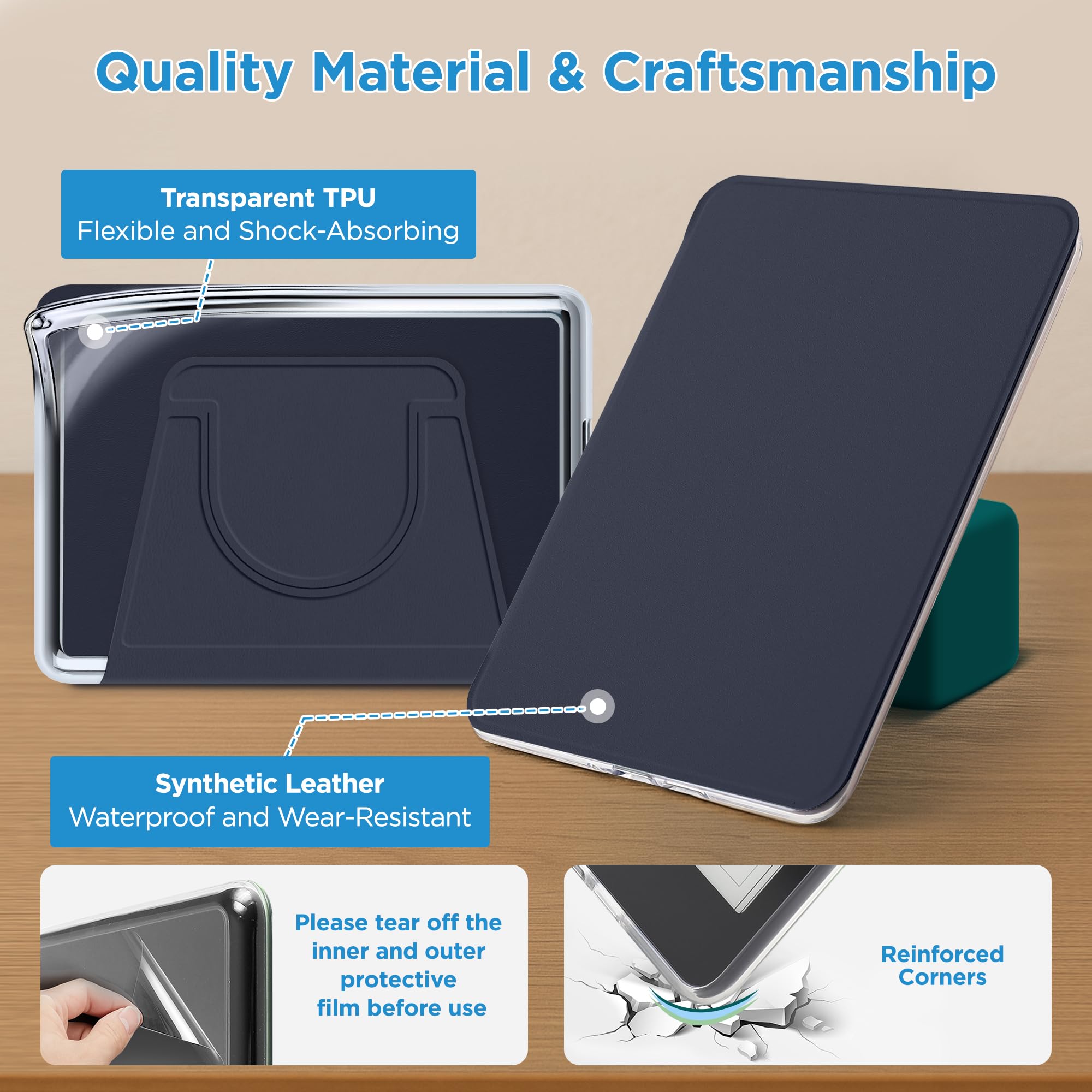 Étui magnétique amovible 2 en 1 avec support pour Kindle Paperwhite (11e génération-2021) et Kindle Paperwhite Signature Edition Coque fine en polyuréthane avec fonction veille/réveil