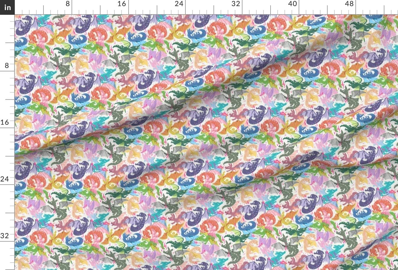 Spoonflower Fabric - Rainbow Dragons Cute Children Fun Dragon Kids Printed on Upholstery Velvet Fabric Fat Quarter - Upholstery Home Decor Bottomweight Apparel
