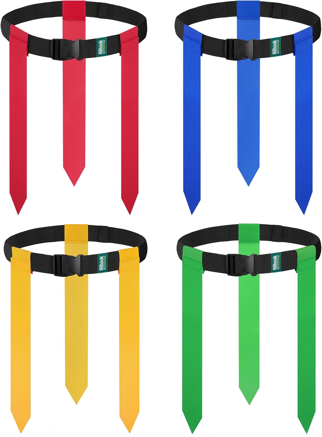 Flag Football Belts, 28 Player Flag Football Set for Kids Youth and Adults Training Equipment (Red and Blue & Yellow and Forest Green)