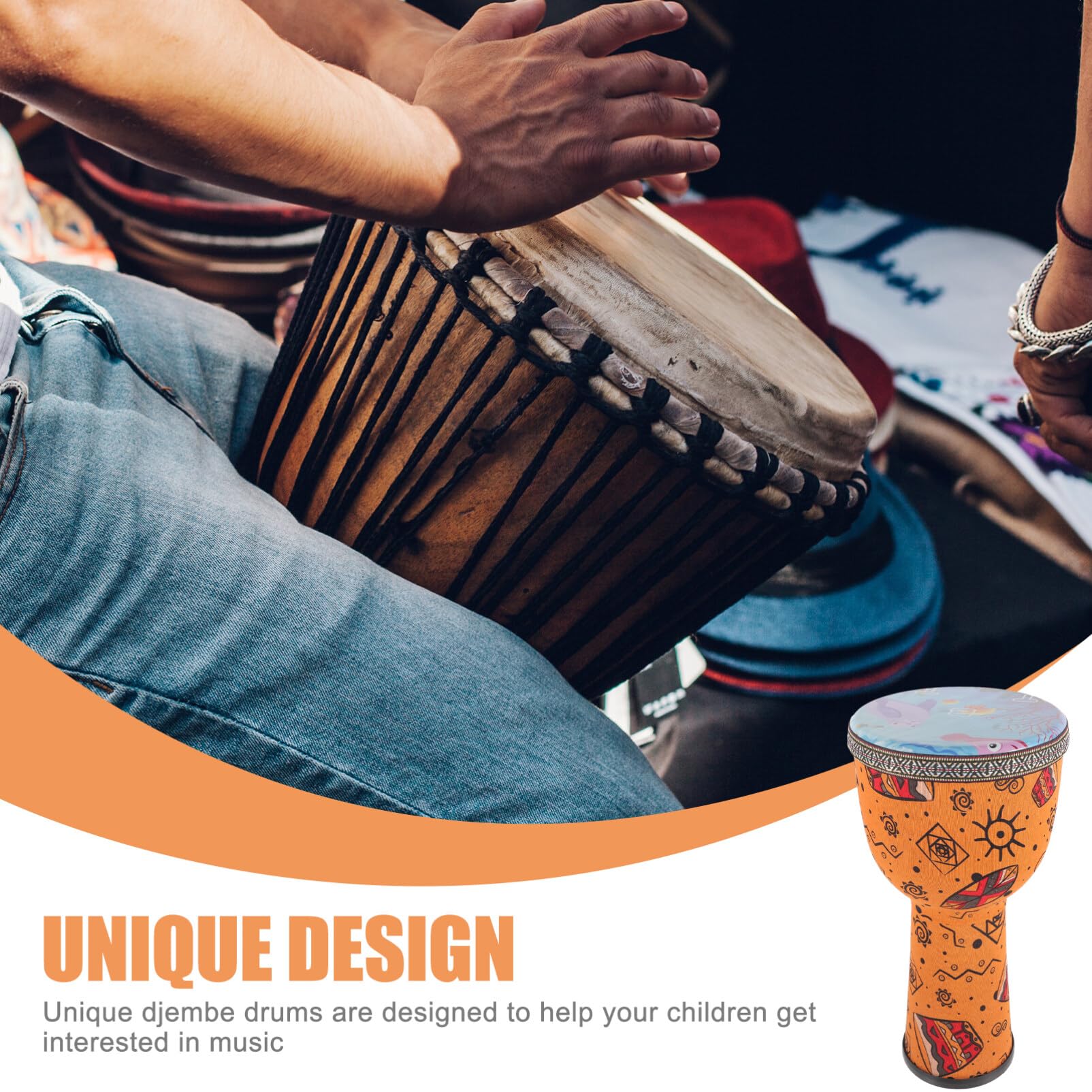 Garneck Tamburo Djembe Tamburo Bongo Professionale 8 Pollici Tamburello Stile Africano Occidentale Illuminazione Della Infanzia Strumenti Musicali Di Halloween Per Bambini