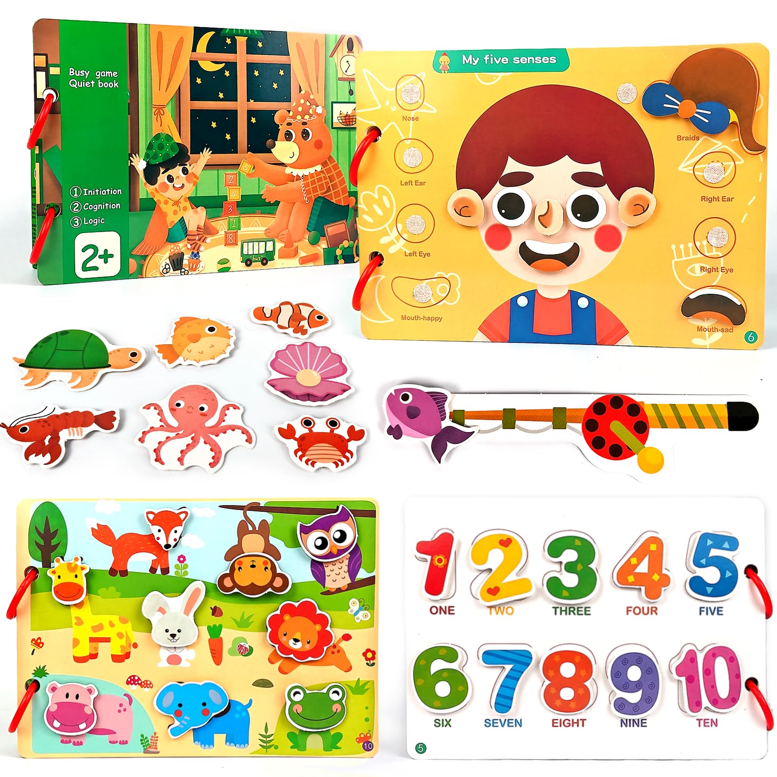 Busy Book Juguetes Niños 1 2 3 4 5 años, Juguetes Montessori Libro, Tablero Sensorial Montessori Juguetes Motoras Finas, Juegos Educativos Niños 2 3 4 Años, Regalos Niños Niña