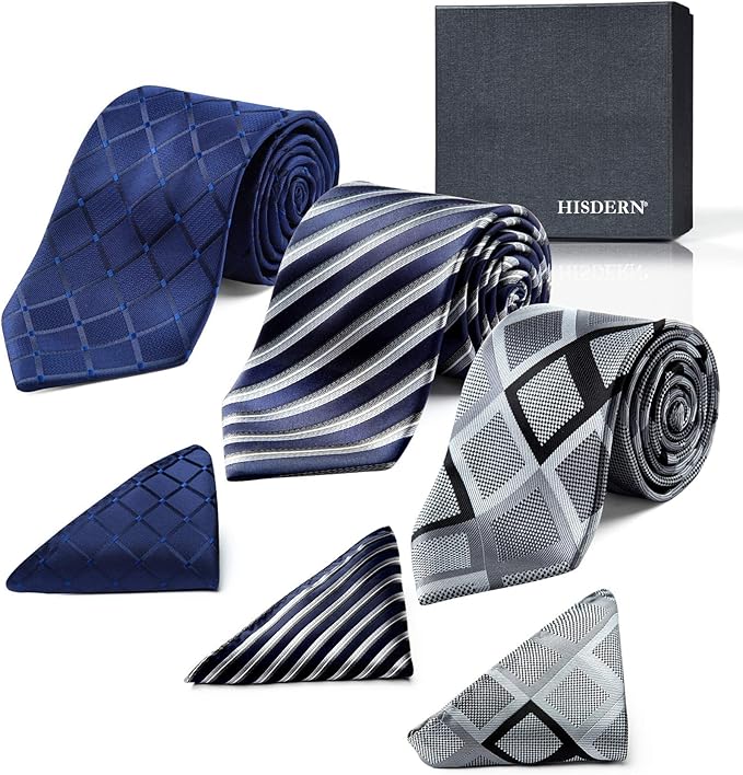 Set de 3 Corbatas y Pañuelo para Hombre HISDERN miniatura 2