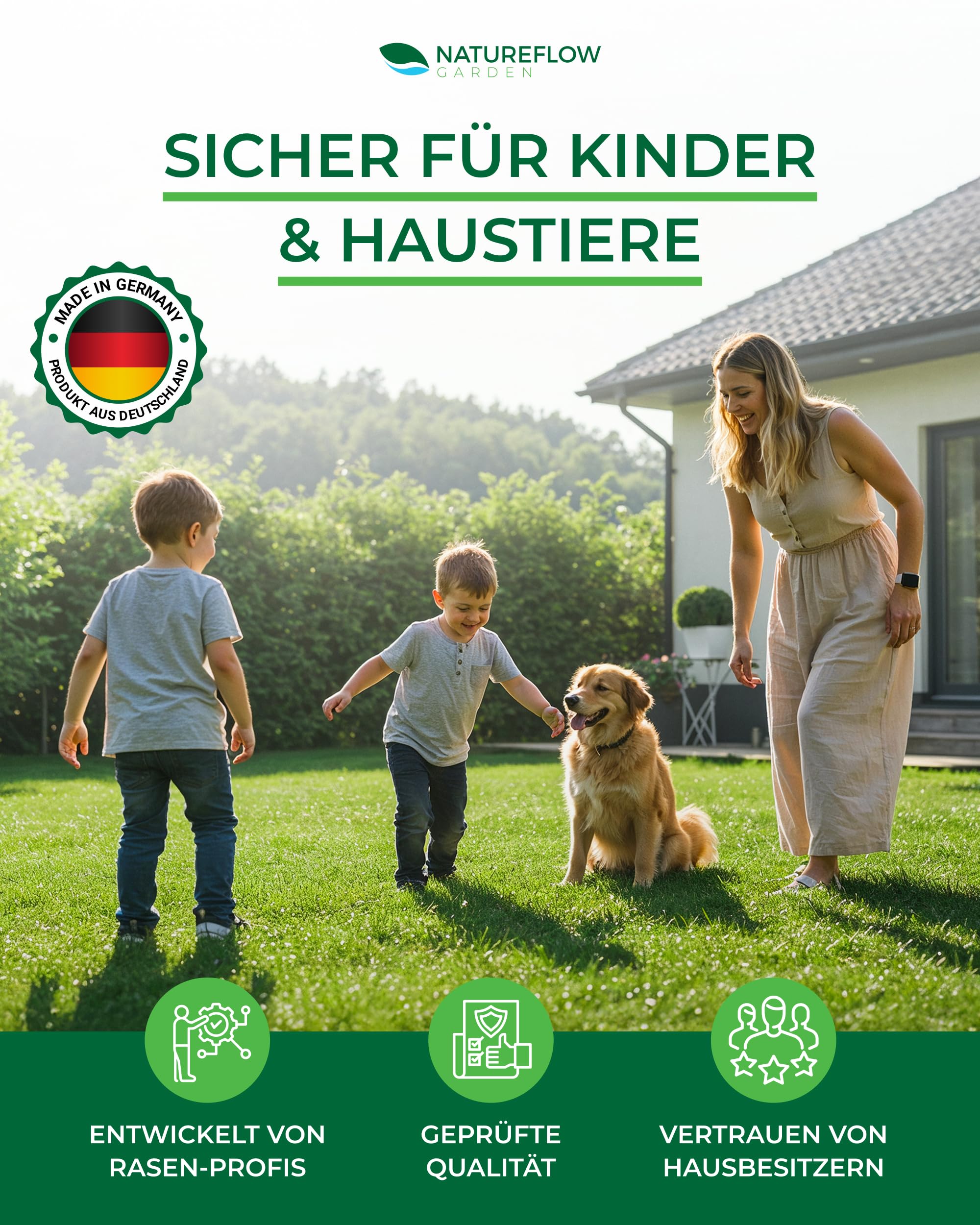 Bio Rasendünger Frühjahr & Sommer TESTSIEGER Made in Germany – 2,5kg für 100qm - Organischer Rasendünger Bio für gesunden Boden & sattgrünen Rasen - Dünger Rasen, Frühjahrsdünger