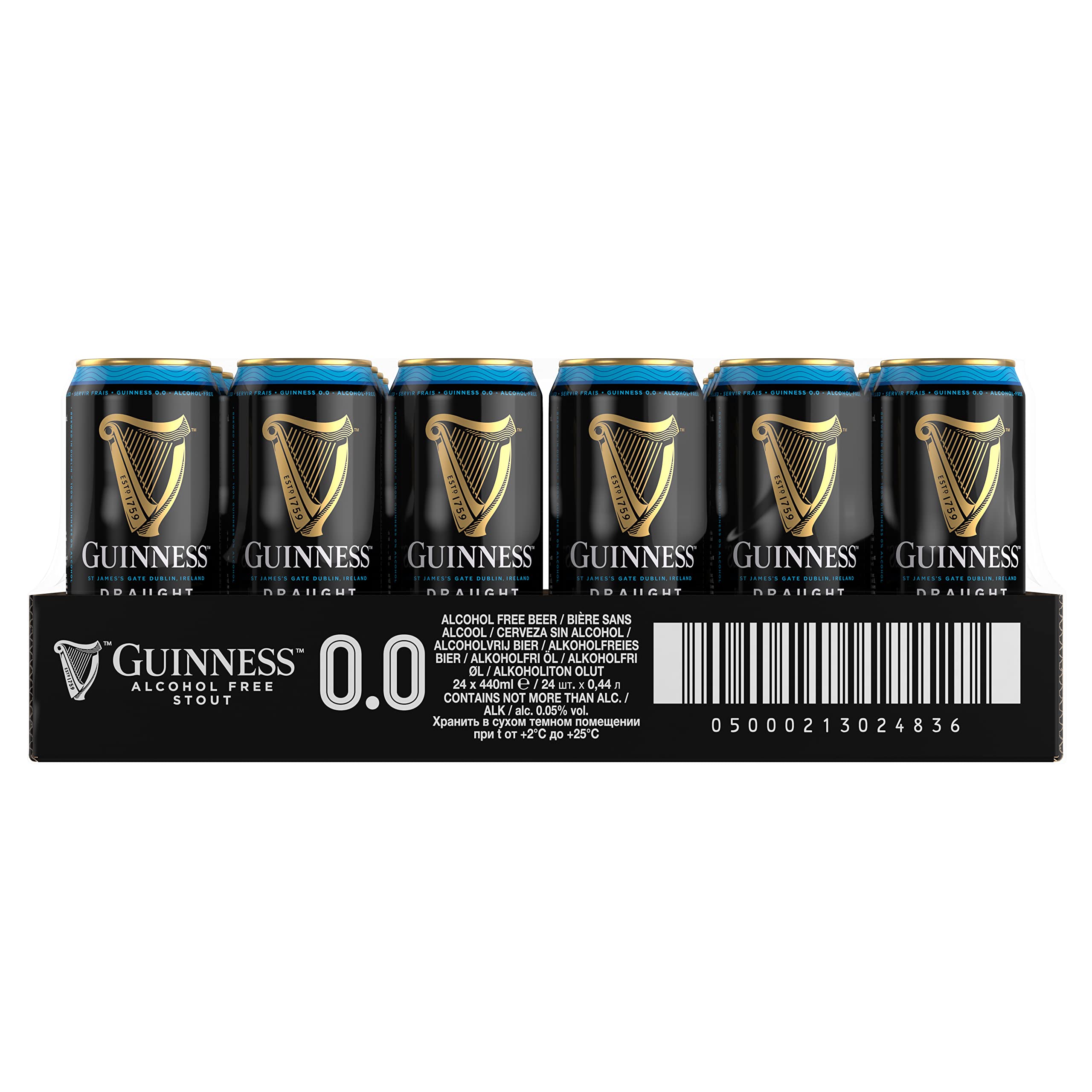 Guinness Draught 0.0 Cerveza Negra irlandesa, Pack Lata, 24 x 44 cl