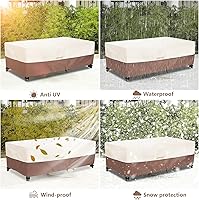 Vista 7 de okcool Funda para mesa de centro para exteriores, impermeable, rectangular, para mesa auxiliar pequeña, 48 x 28 x 16 pulgadas, fundas rectangulares