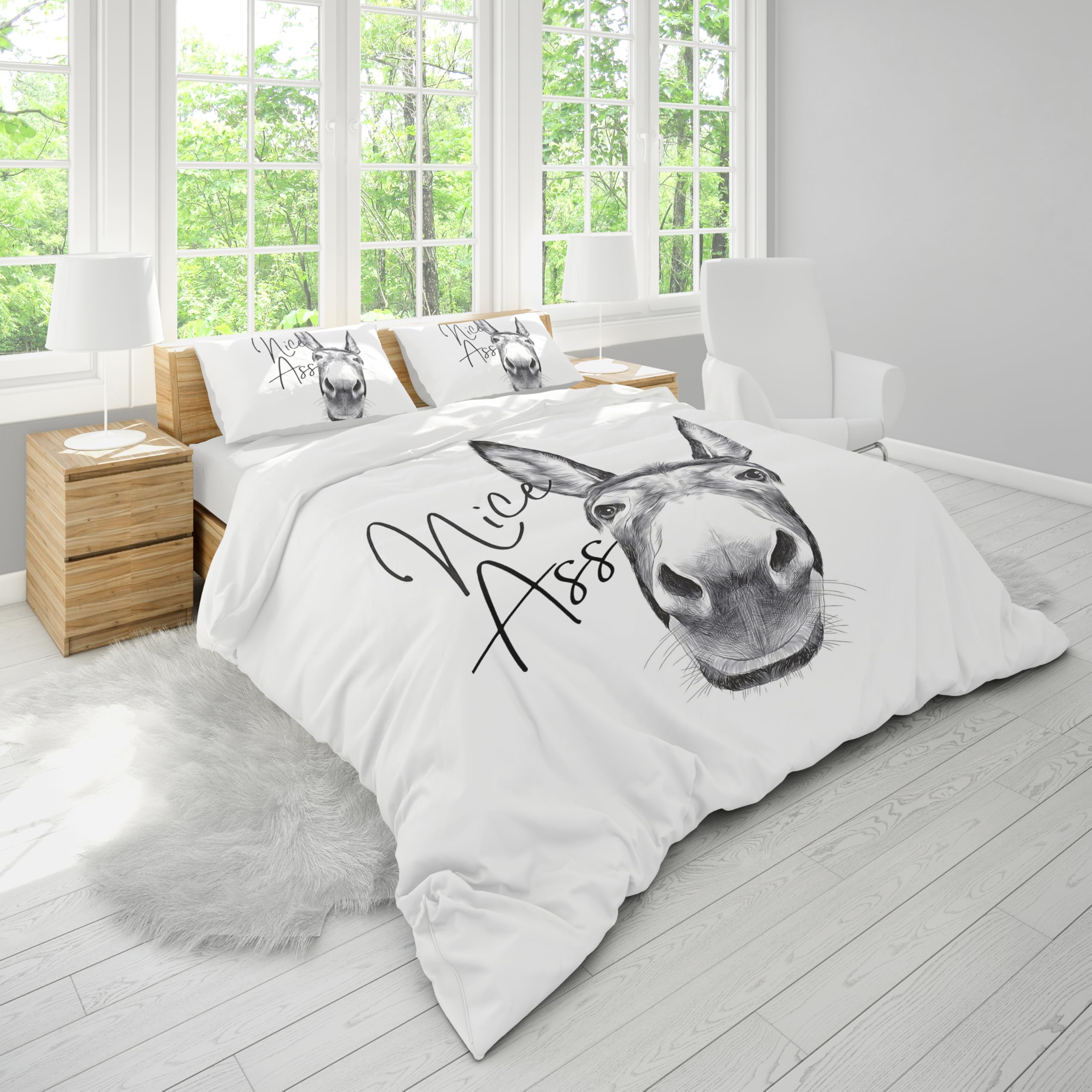 Couette humour âne pour lit King Size : literie douce anti-plis facile à laver