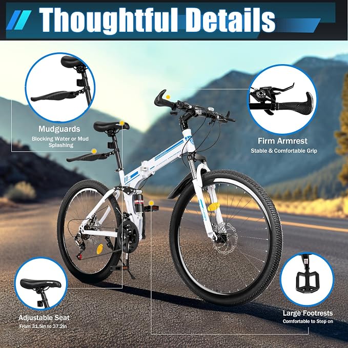 Bicicleta plegable de montaña 26" 21 velocidades para adultos miniatura 7