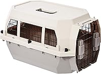 Amazon Basics 23.6" Hard-Sided Dog & Cat Carrier Kennel - Secure Single-Door Travel Crate with Ventilation, Beige