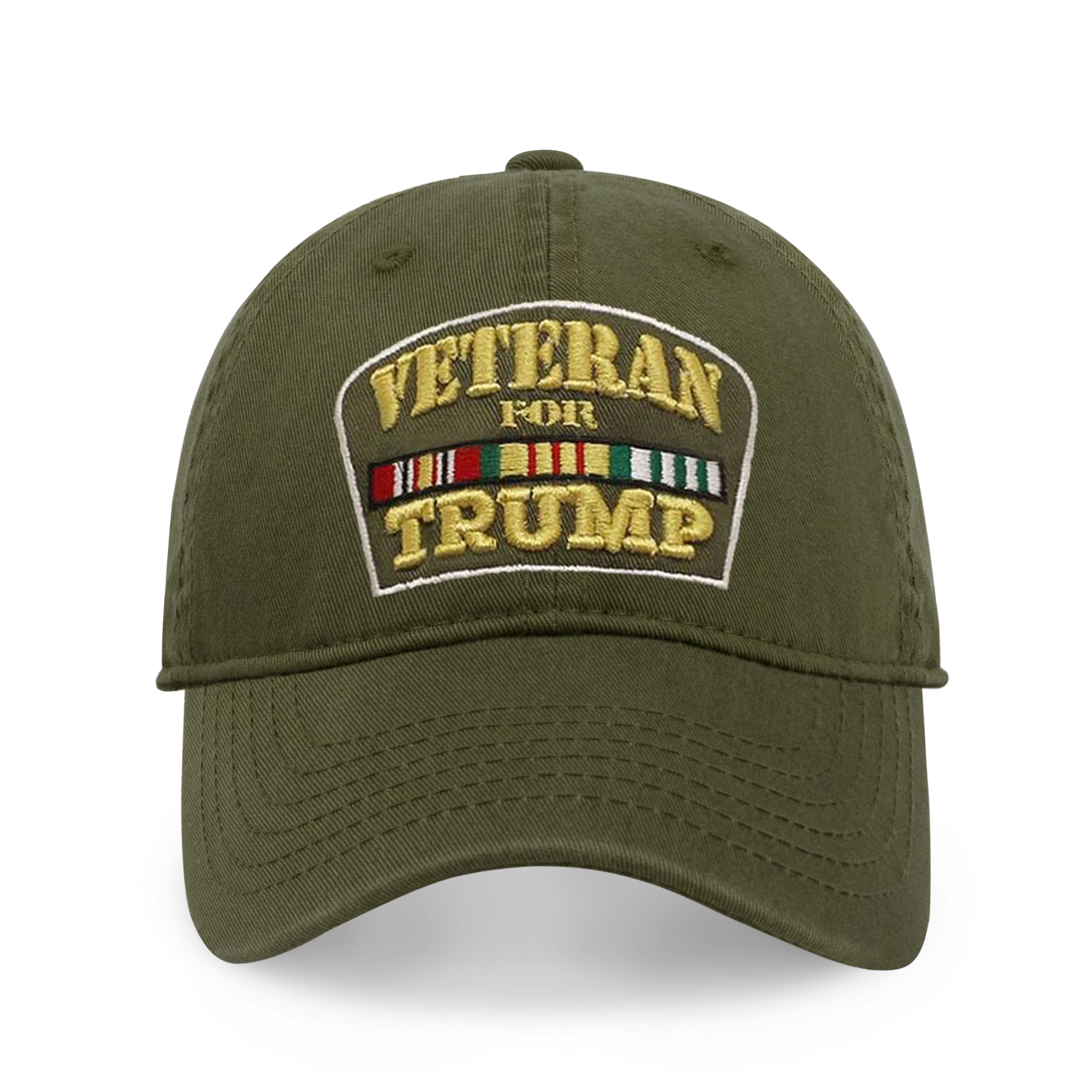 ChoKoLids Veterans for Trump Dad Hat | Cotton Baseball Cap | Snapback Flat Visor | 7 Colors (Army Green Dad Hat)