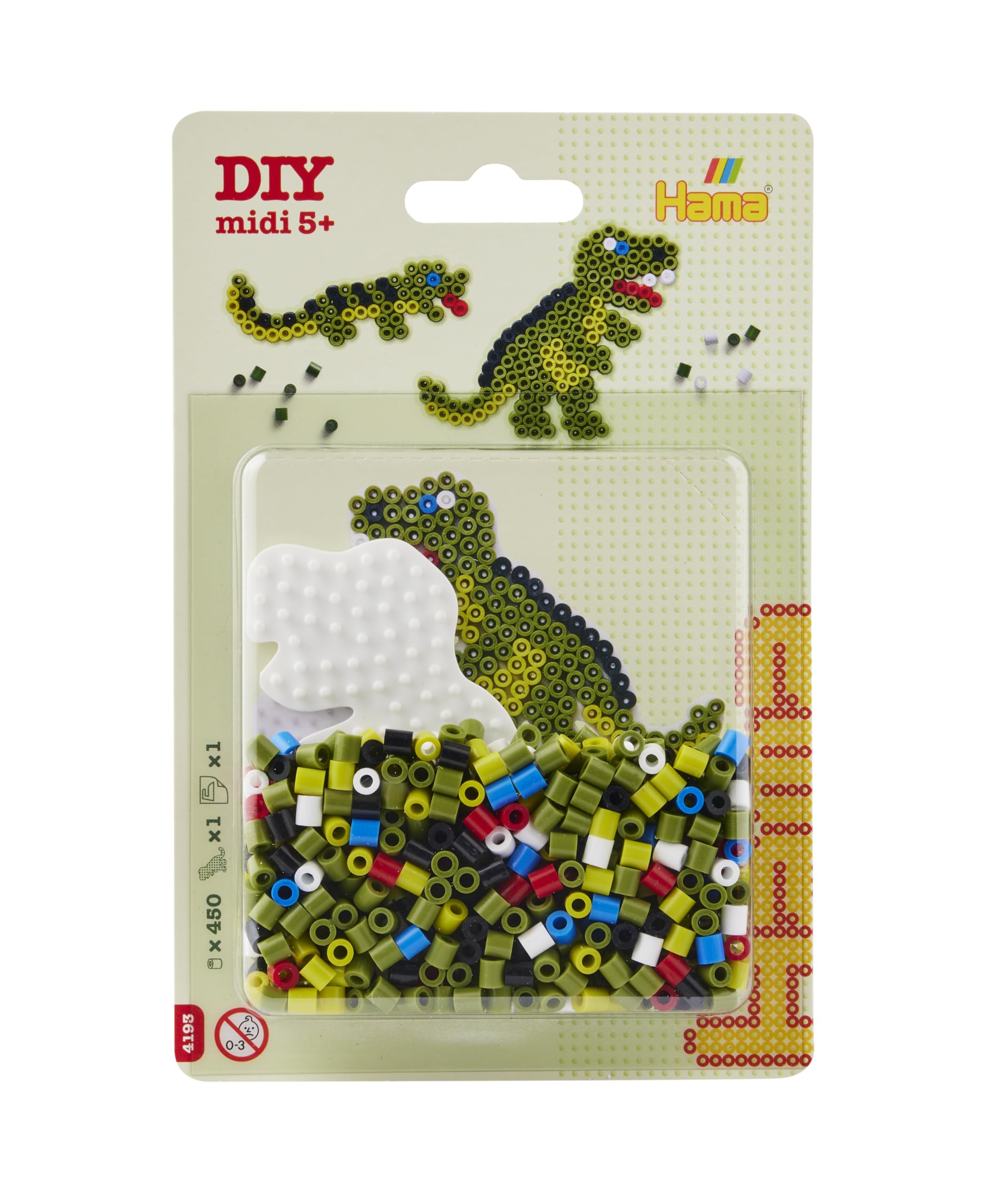Hama Bügelperlen midi Dino 450 Stück mit Stiftplatte Blister
