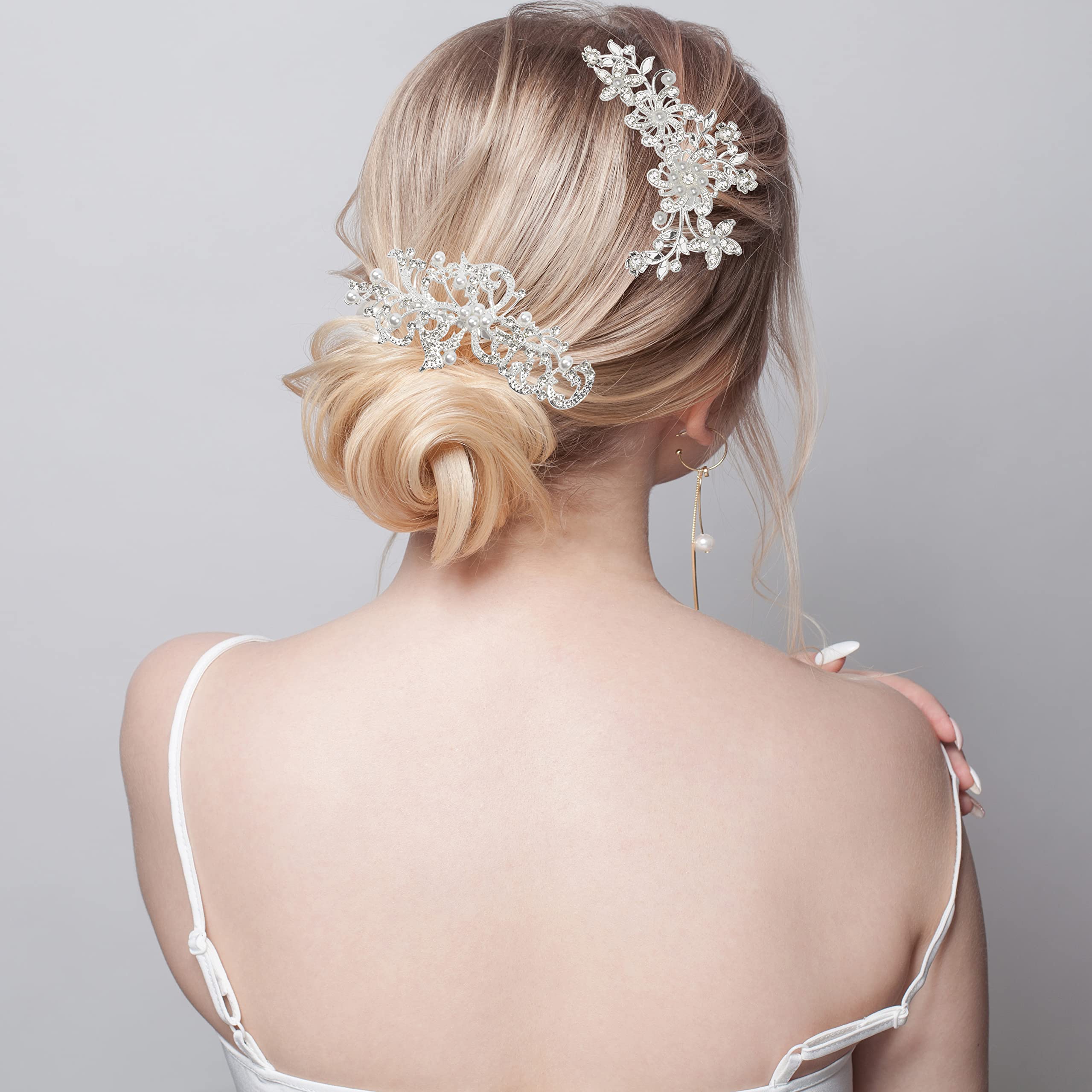 50 pezzi pettine per capelli da sposa, accessori per capelli da sposa, pettine laterale per capelli a forma di U con perle di strass per capelli per spose e damigelle d'onore