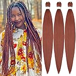 Ginger Braiding Hair Pre Stretched 26inch 3 Packs Copper Red Braiding hair Extensions Synthetic Crochet Braids, Hot Water Setting Professional Soft Yaki Texture. (26inch(3Packs),350)