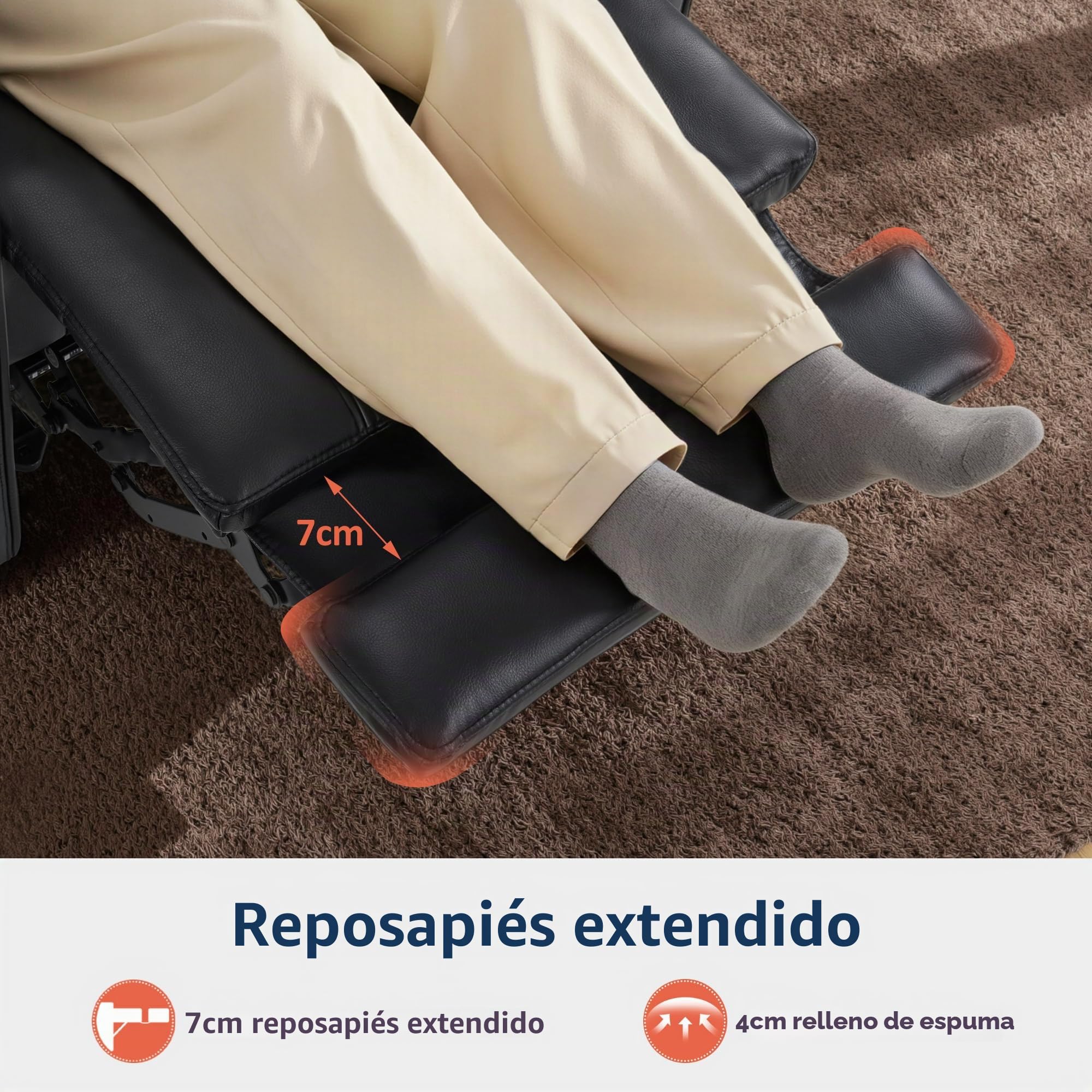 M MCombo sillón de televisión eléctrico Ajustable, sillón de Gravedad Cero con Almacenamiento en los reposabrazos & LED, reposacabezas Ajustable, cojín de Espuma 35D 7759 (Negro)(1 Plaza)