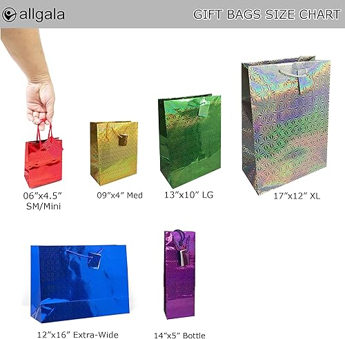 Miniatura 3 de Allgala GP50306 - 12 bolsas de regalo con holograma para botella de vino de alta calidad de 14 x 5 pulgadas