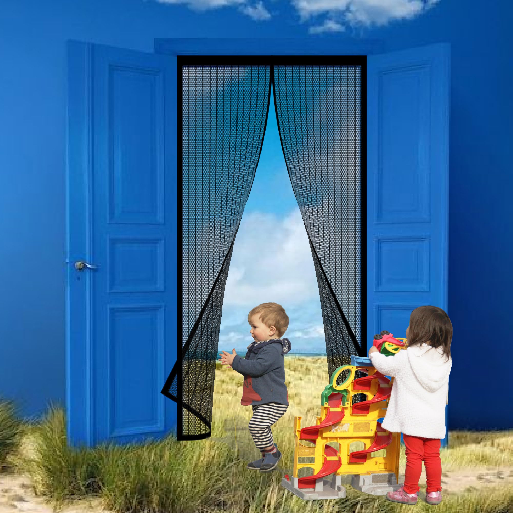 Moustiquaire de porte 142x230 rideau anti insectes amovible pour cave