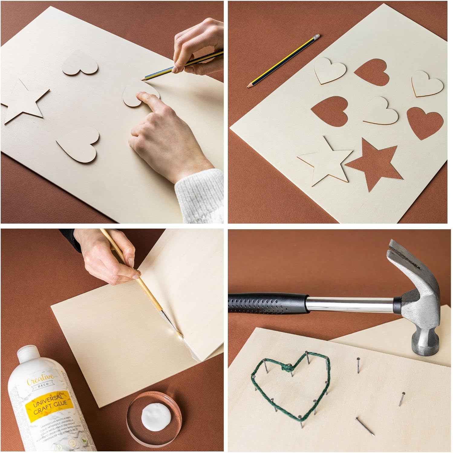 Creative Deco 10 x A3 Plywood Sheets | 16 1/2 x 11 3/4in | 0.19in Thickness | Poplar Wood Ply | Perfect for Home Decor Arts and Crafts Painting Laser Cutter CNC Machine Scroll Saw Pyrography