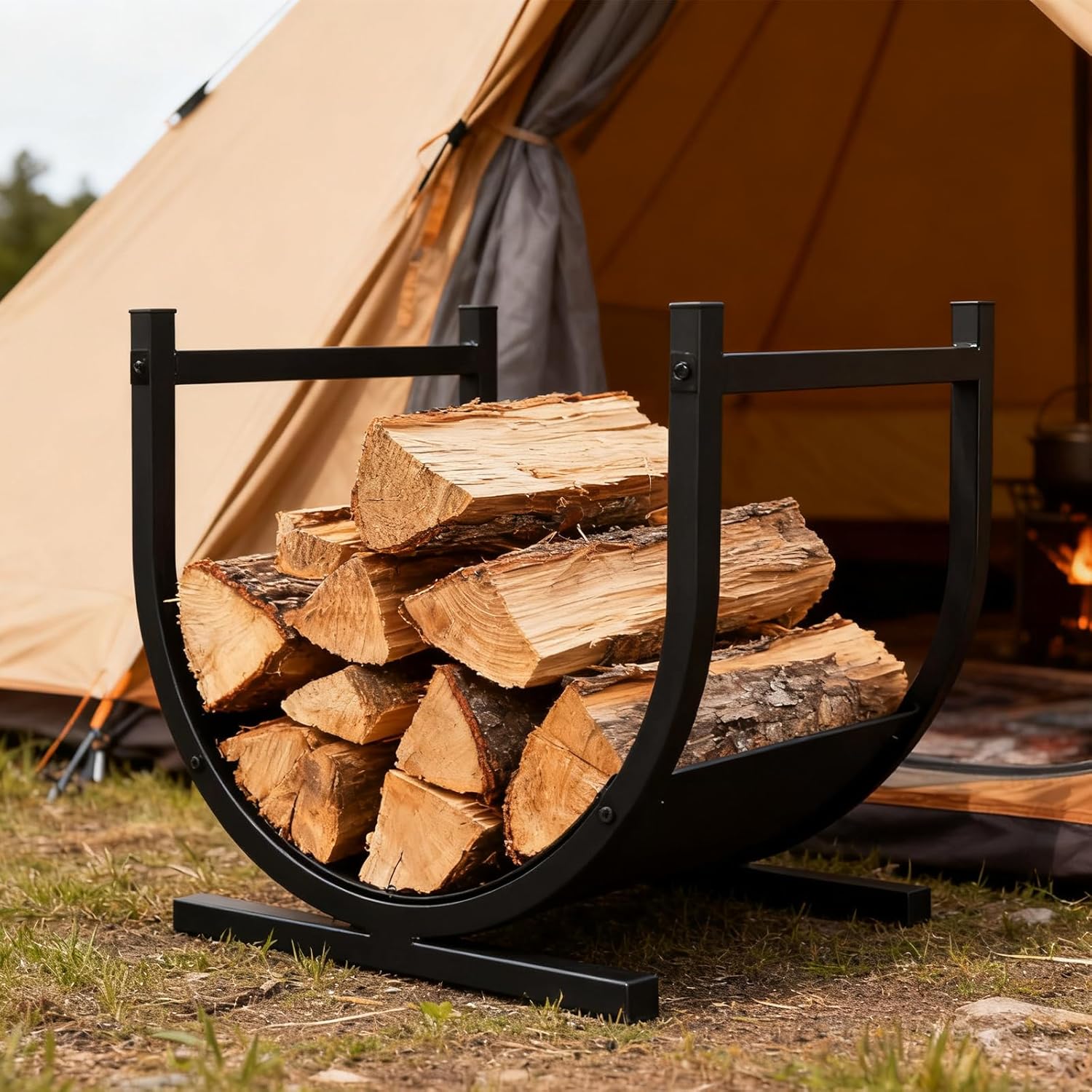 Outdoor Wood Stand Modifiable Height Log Heaper for Backpacking Excursions and Home Storage Outdoor Backpacking Wood Holder