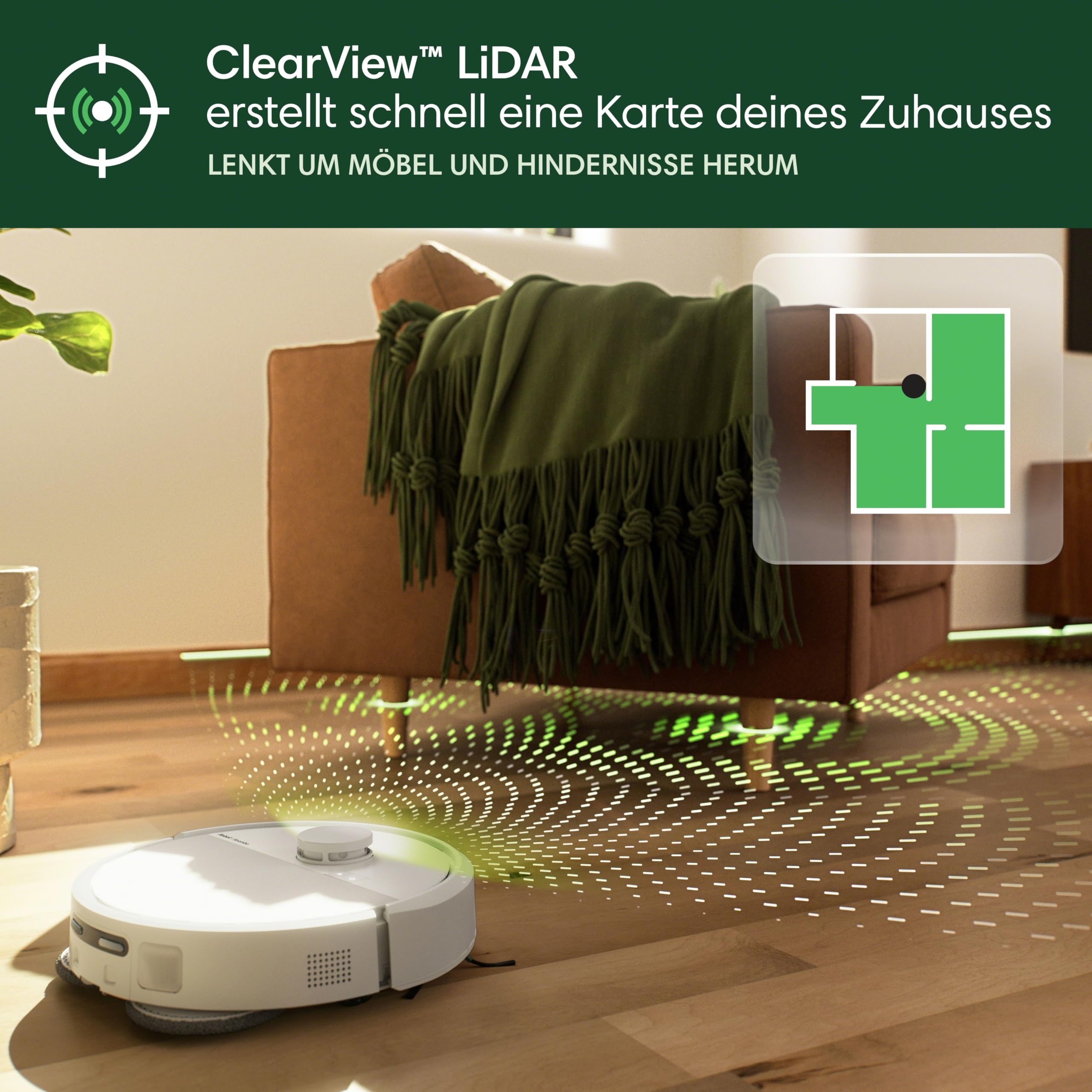 iRobot Roomba Plus 405 Combo Robot + AutoWash Dock Saugroboter mit Wischfunktion - Clearview LiDAR - 7000Pa - DualClean Wischpads - SmartScrub - Teppicherkennung - 75 Tage Entleerung - Weiß