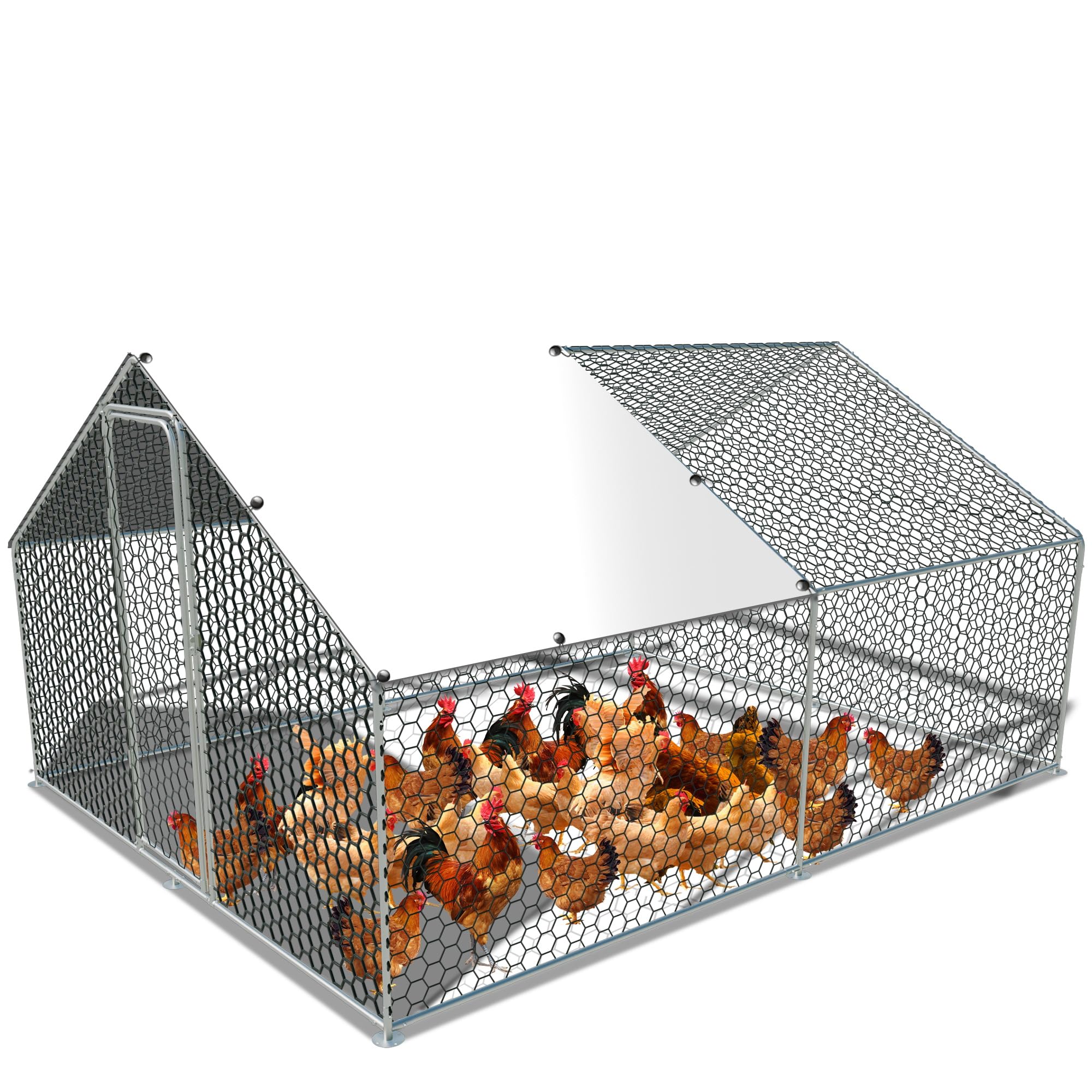 FOOWIN Large Chicken Coop Big Metal Chicken House Chicken Pen Outdoor for 18 Chickens Poultry Cage with Waterproof Cover Anti-Ultraviolet Cover for Outdoor Backyard Farm Use (127.4 Square Feet)