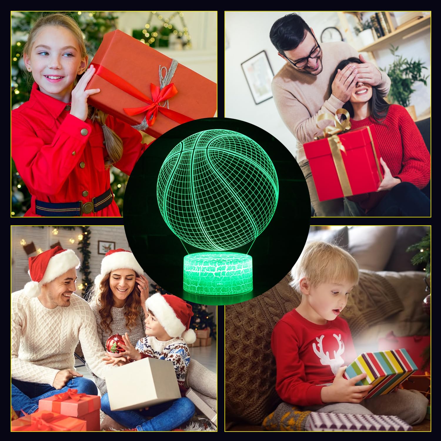 SUPERHONGJIHAO Luce notturna per bambini 3D Giocare Basket Lampada a Led con Telecomando 16 Colori Cambiare Regalo di Compleanno di Natale per Bambino
