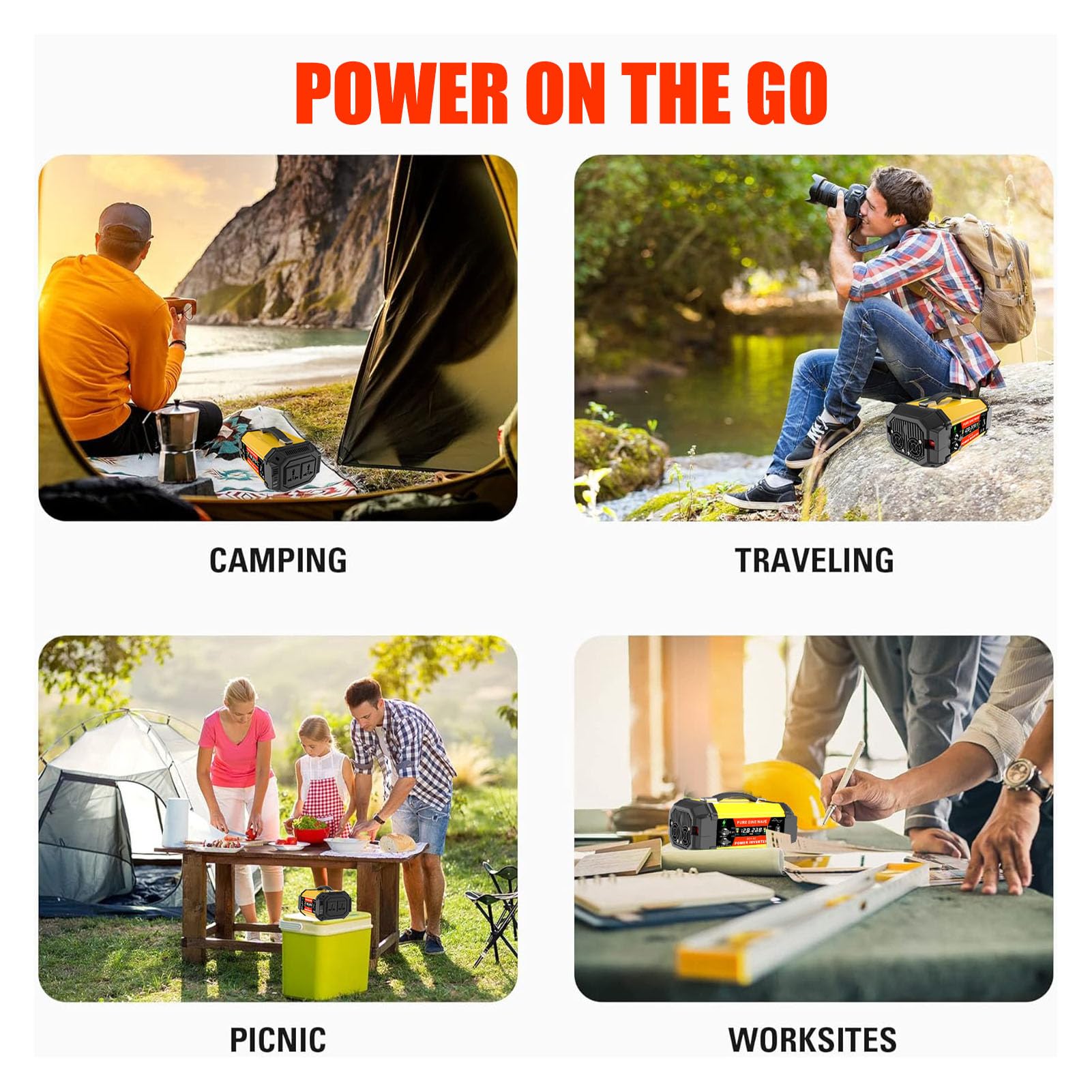 Convertitore Portatile da CC 12 V a CA 220 V per Auto da 800 W con Display in Tempo Reale per la Ricarica di Dispositivi Elettronici su Veicoli Stradali per Viaggi Ed Emergenze