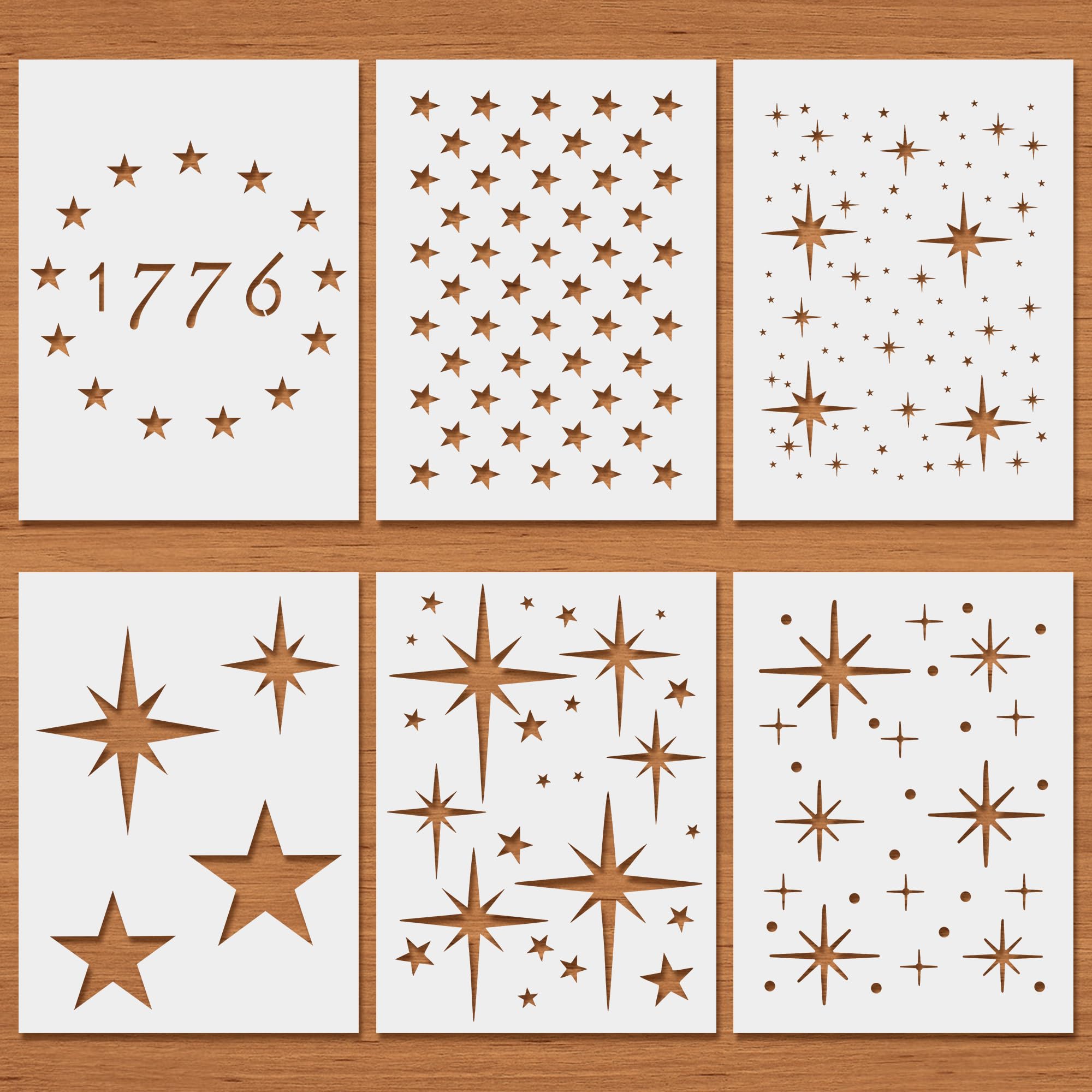 COITEK 6PCS Large Star Stencil For Painting, Flag For