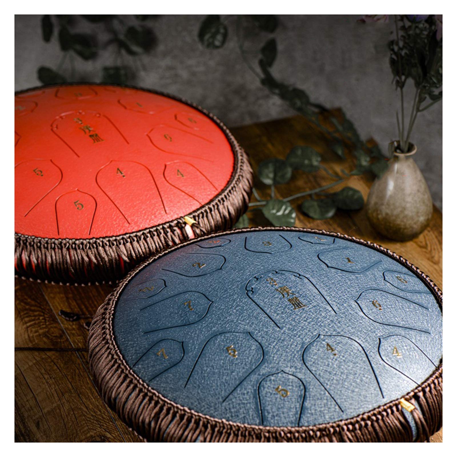Tambor de la lengua de acero de 14 pulgadas 15 nota D Instrumento de percusión de tambor de acero, regalo para adultos y niños, meditación, yoga y zen (Color : B)